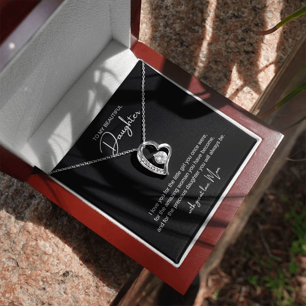 "To My Beautiful Daughter" Heart Necklace – A Gift of Love and Sentiment