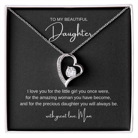 "To My Beautiful Daughter" Heart Necklace – A Gift of Love and Sentiment