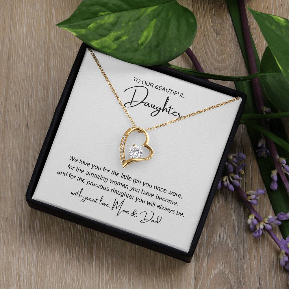 "To Our Beautiful Daughter" Necklace – A Heartfelt Gift from Mom & Dad